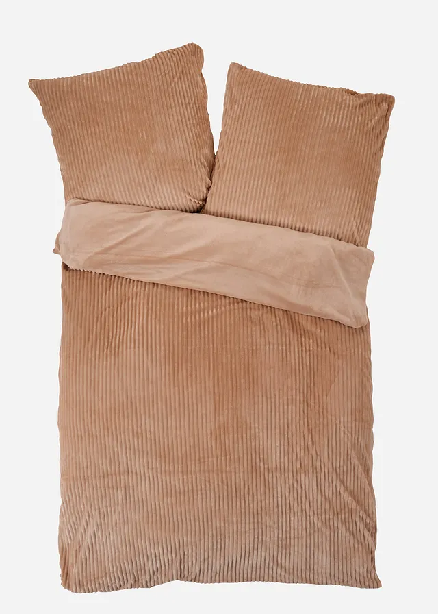 Parure de lit réversible et texturée toucher cachemire • beige • Boutique bonprix