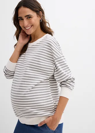 Těhotenské a kojicí triko z organické bavlny • stínová šedo-přírodní bílá s proužky • bonprix obchod