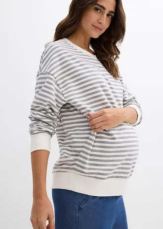 Těhotenské a kojicí triko z organické bavlny • stínová šedo-přírodní bílá s proužky • bonprix obchod