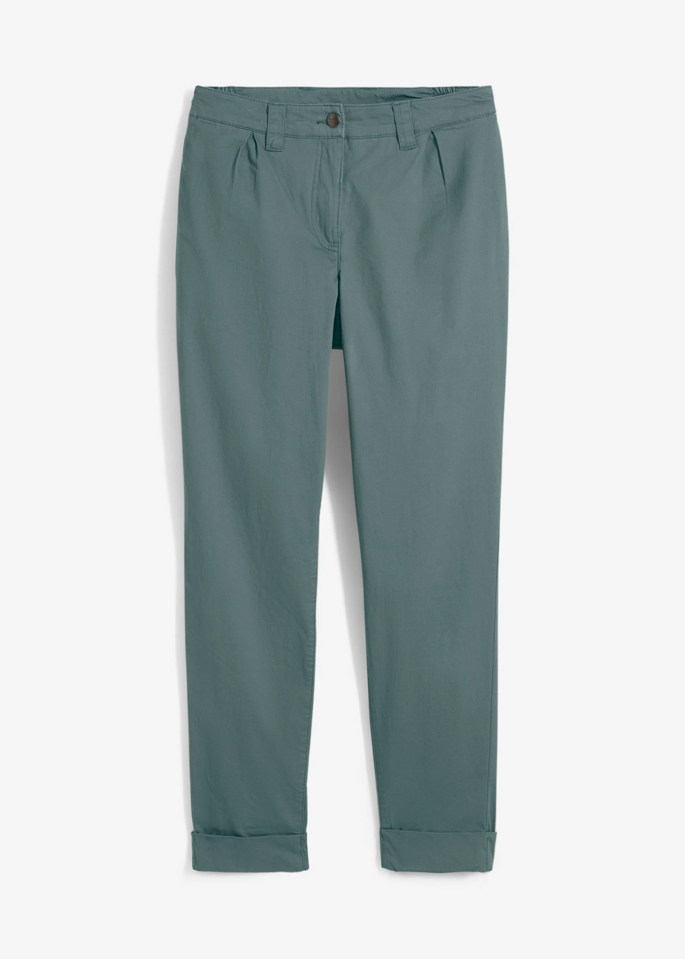 Pantalon chino en coton extensible, longueur cheville • vert eucalyptus • Boutique bonprix