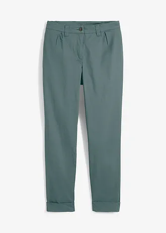 Pantaloni chino din material elastic cu bumbac, până la glezne • verde eucalipt • magazin bonprix