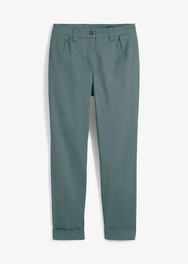 Enkellange chino van een elastische katoenmix