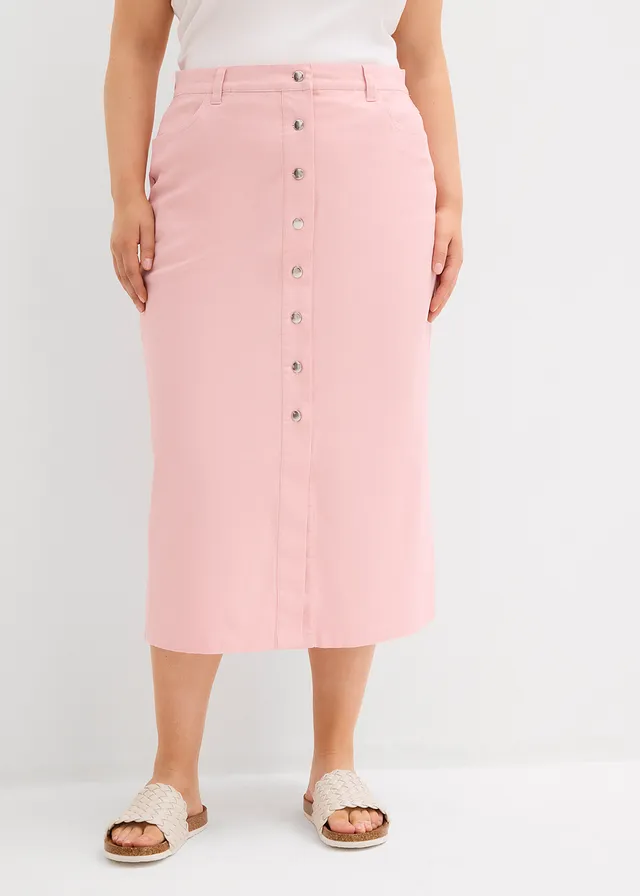 Jupe midi en twill, Couleur: vieux rose