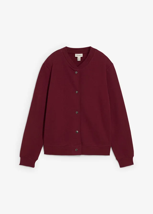 Blouson boutonné en molleton, Couleur: rouge érable