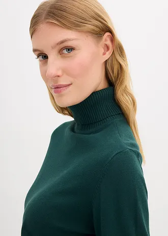 Pulover cu guler rulat • verde profund • magazin bonprix