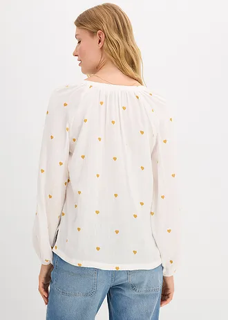 Mušelínová tunika • bílo-pískovcově hnědá s potiskem • bonprix obchod