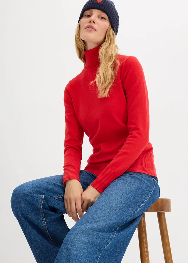 Pull col roulé en fine maille • rouge lave • product-page.page-title-suffix