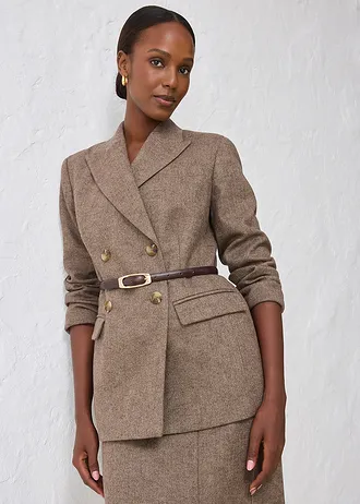 Úzký kožený pásek • tmavě hnědo-zlatá barva • bonprix obchod