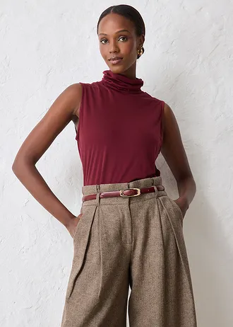 Úzký kožený pásek, barva: javorově červeno-zlatá barva