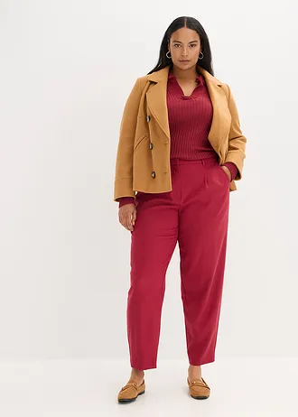 Látkové kalhoty ve střihu Barrel, barva: 