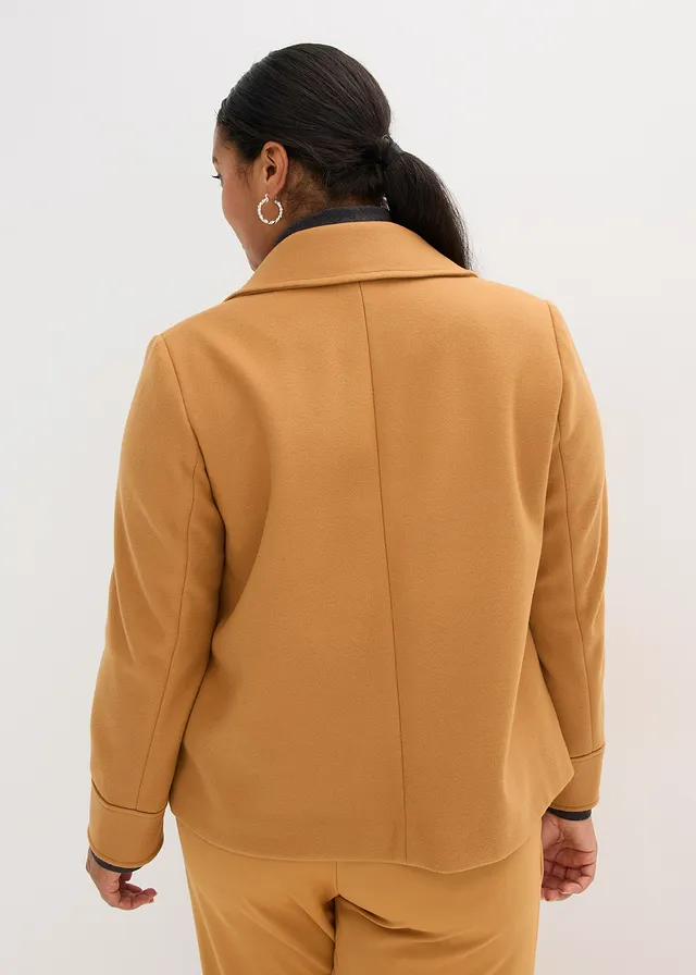 Veste courte aspect laine, Couleur: noisette