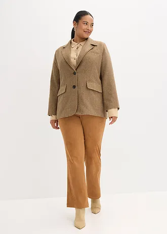 Blejzr se vzorem rybí kosti a s podílem vlny • ořechově hnědá melír plus size • bonprix obchod