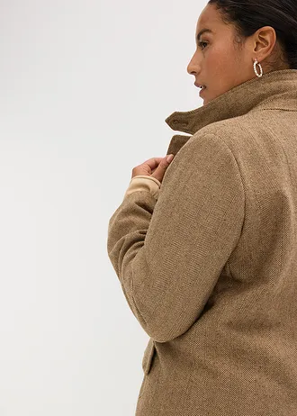 Blejzr se vzorem rybí kosti a s podílem vlny • ořechově hnědá melír plus size • bonprix obchod