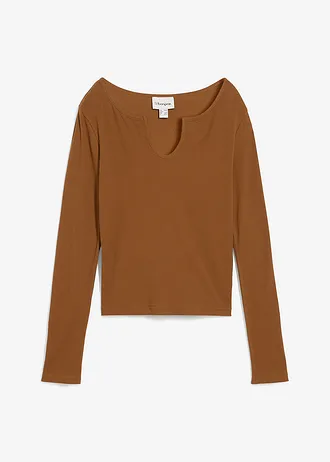 Kort geribd shirt met biologisch katoen