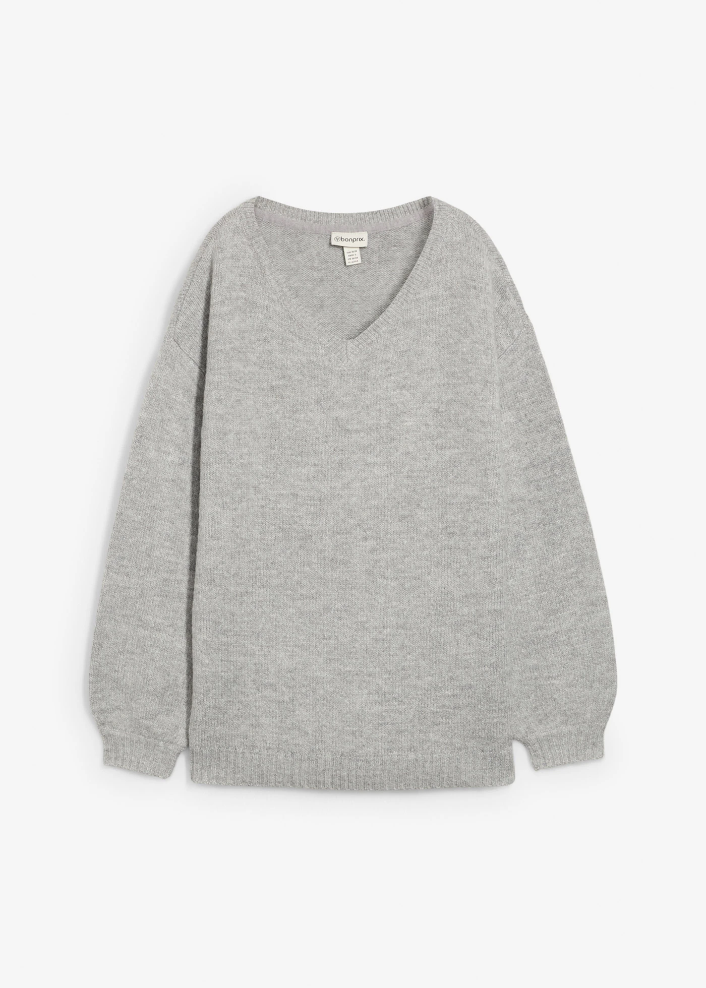 Měkký svetr z jemné pleteniny, s balonovými rukávy • světle šedý melír melír • bonprix obchod