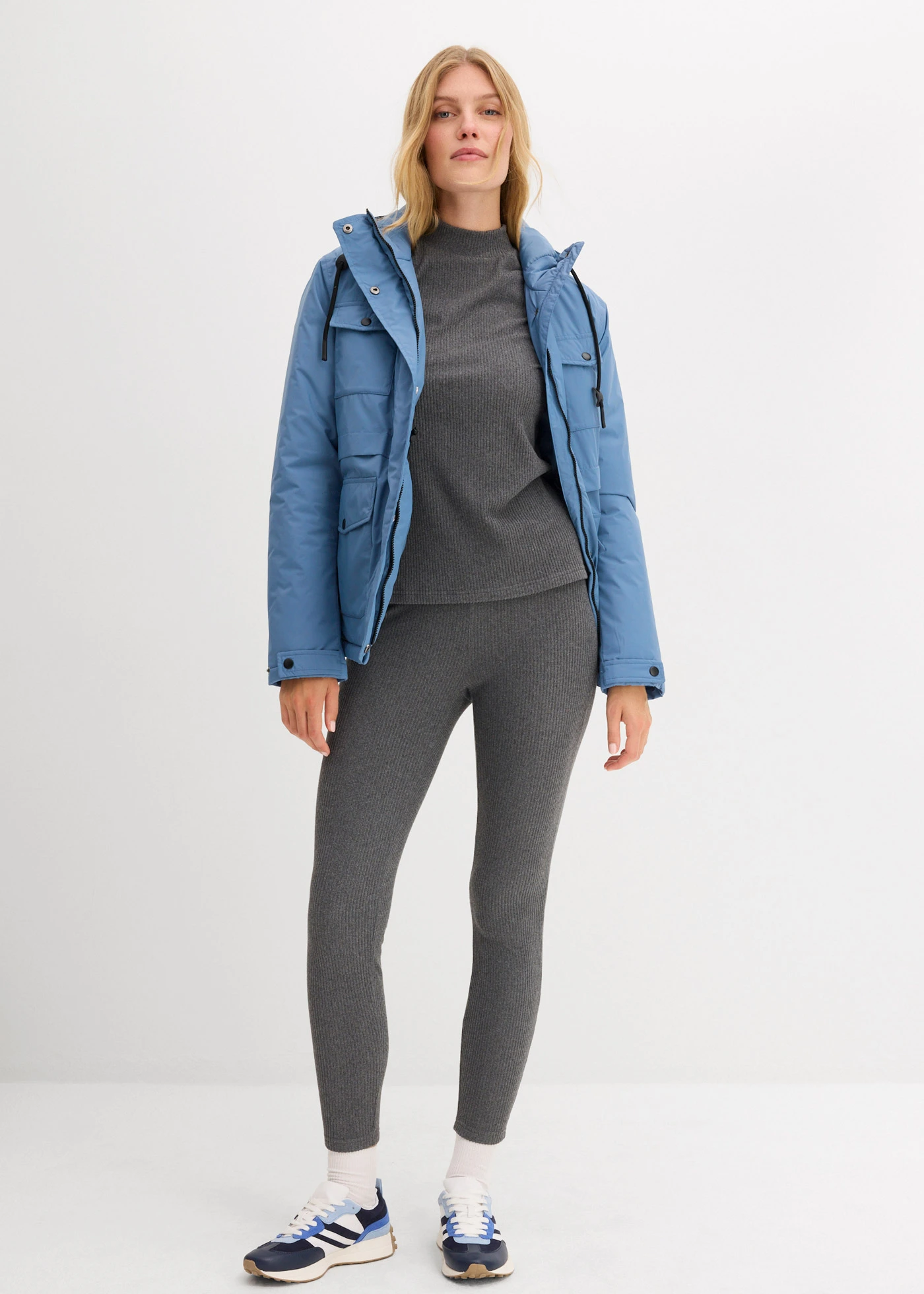 Warme geribde thermoleggings • grijs gemêleerd • bonprix online shop