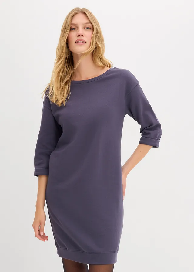 Sweatjurk, 3/4 mouwen, binnenkant zacht geruwd • bosbessen • bonprix online shop