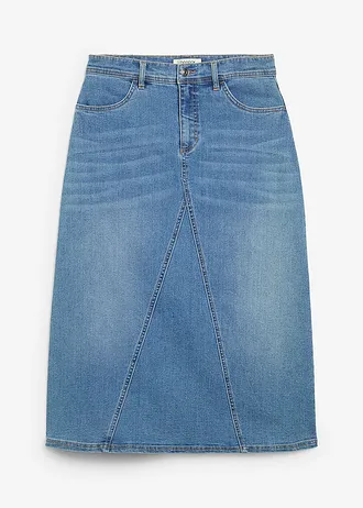 High waist stretch spijkerrok, Kleur: middelblauw denim used