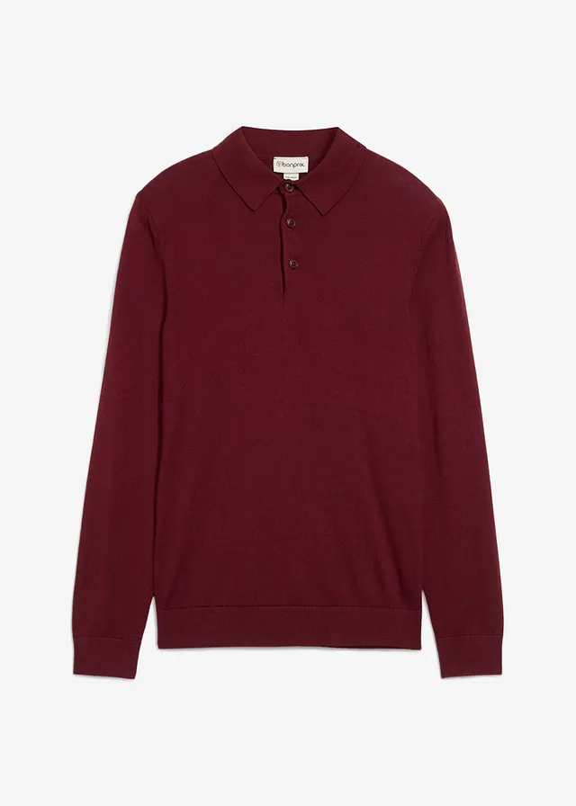 Pólo svetr z jemné pleteniny s luxusní merino vlnou, Slim Fit