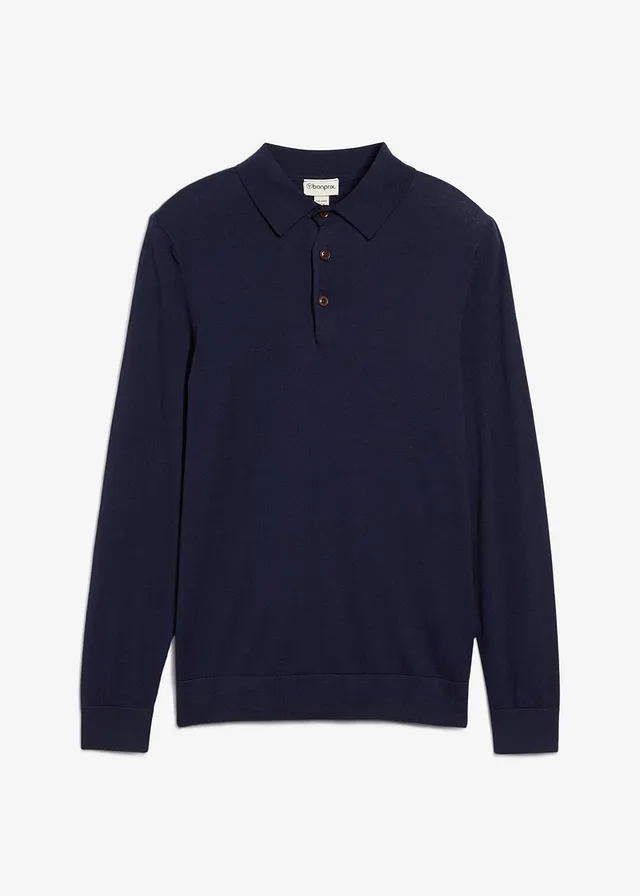 Fijngebreide polo-trui met prachtig merinowol, slim fit