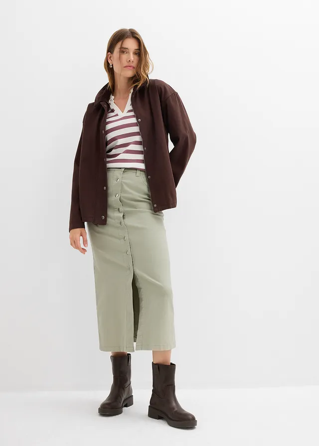 Midirok van twill, Kleur: zeegras