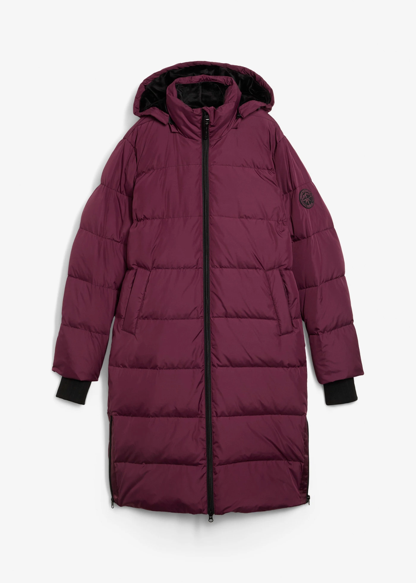 Lange outdoor jas met gerecycled dons en isolerende warmtetechnologie • aubergine • bonprix online shop