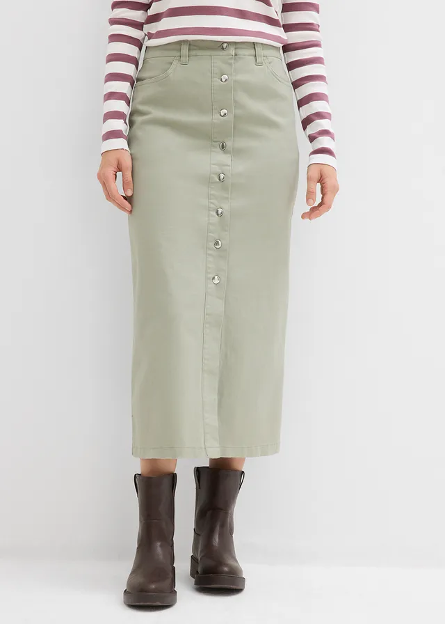 Midirok van twill, Kleur: zeegras