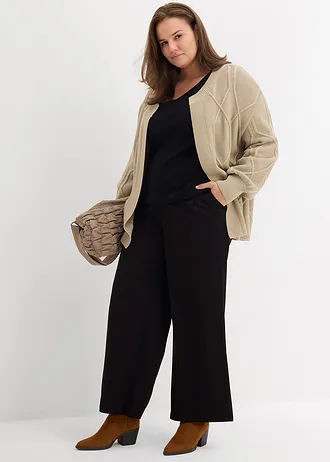 Vest met een vlechtpatroon, Kleur: mat rietgroen gemêleerd