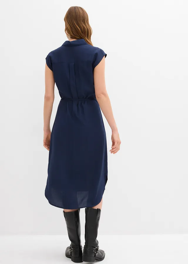 Robe en viscose douce, Couleur: bleu foncé