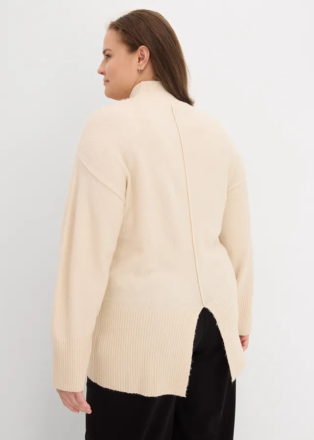 Oversized trui, Kleur: kiezelgrijs-wolwit mêlee