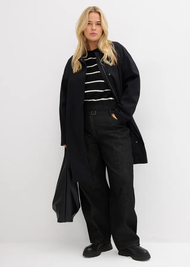 Waterafstotende trenchcoat, Kleur: zwart