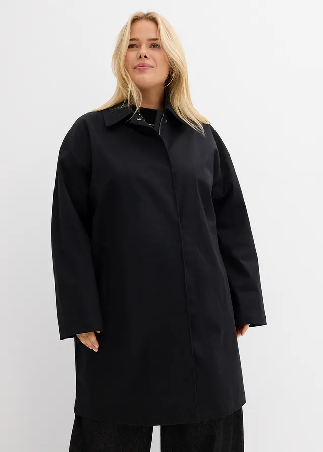 Waterafstotende trenchcoat, Kleur: zwart