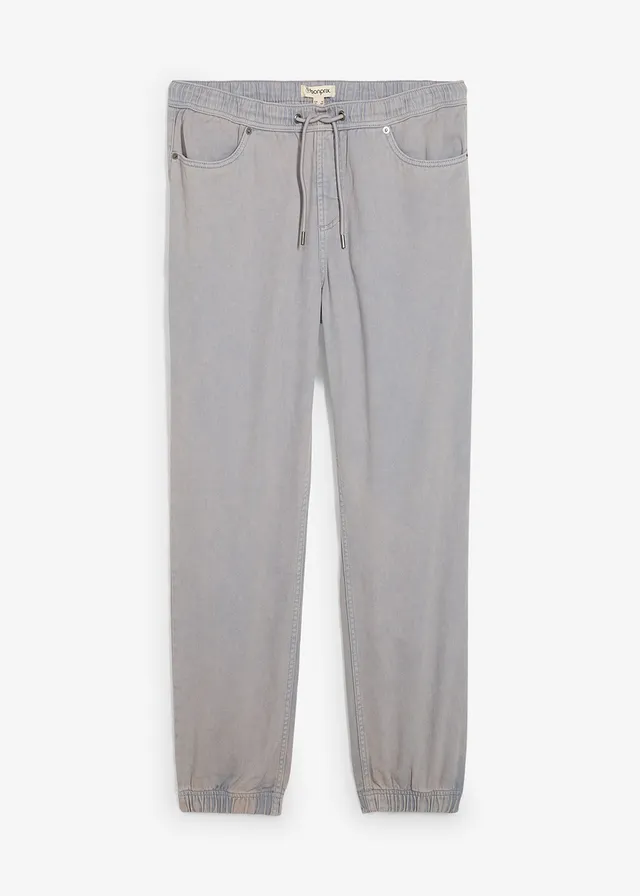 Pantaloni fără încheiere conici în stil Relaxed Fit, din twill de bumbac 100%