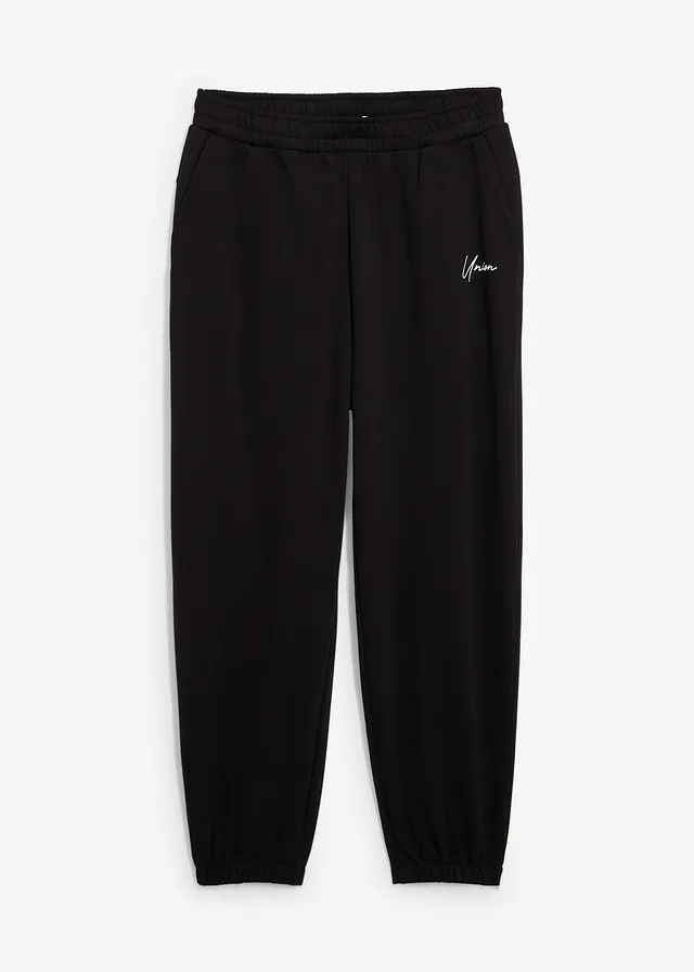 Pantalon de jogging ample, 100% coton, Couleur: noir
