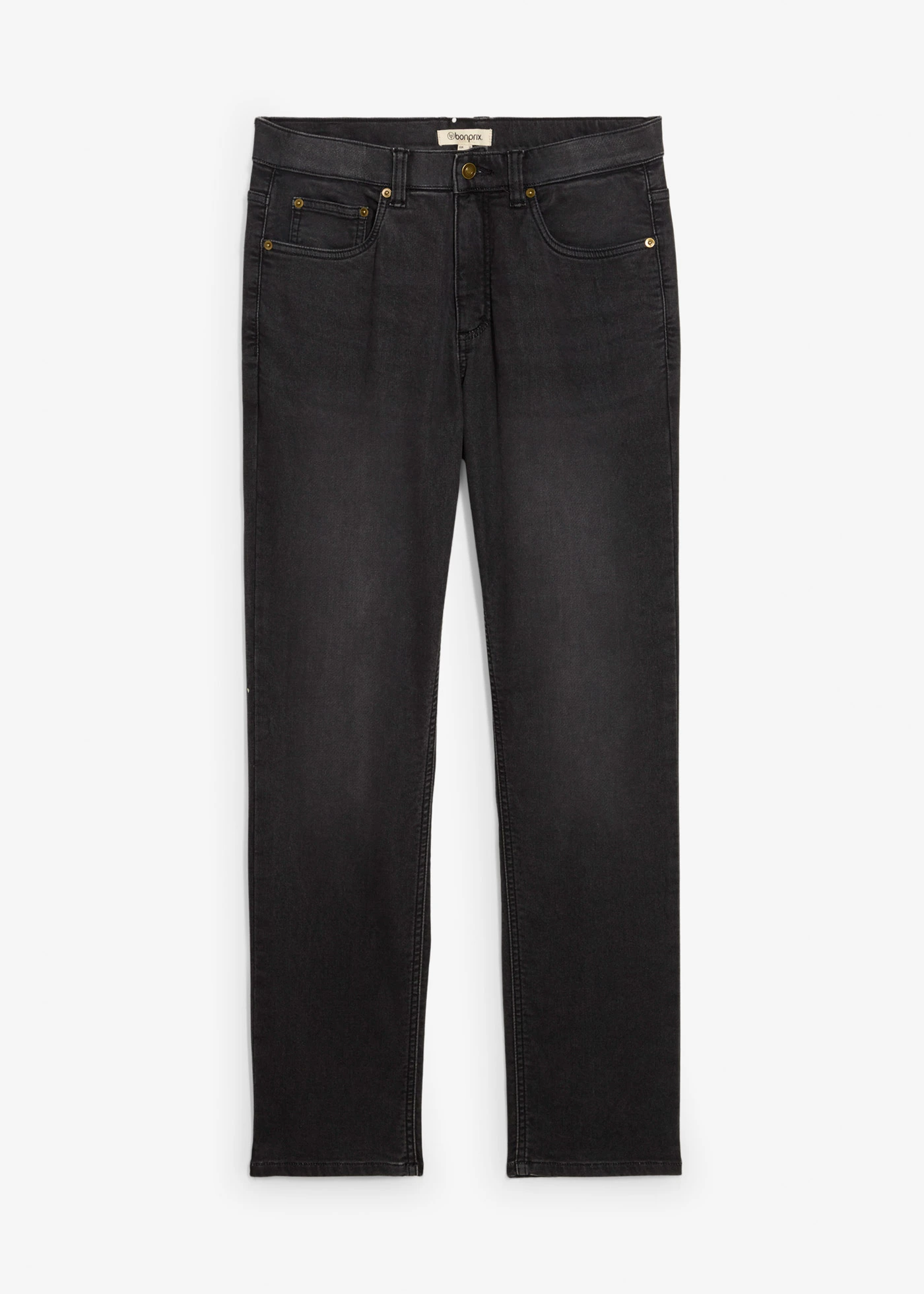 Jean classique en molleton effet denim à taille élastiquée, droit • noir denim • Boutique bonprix