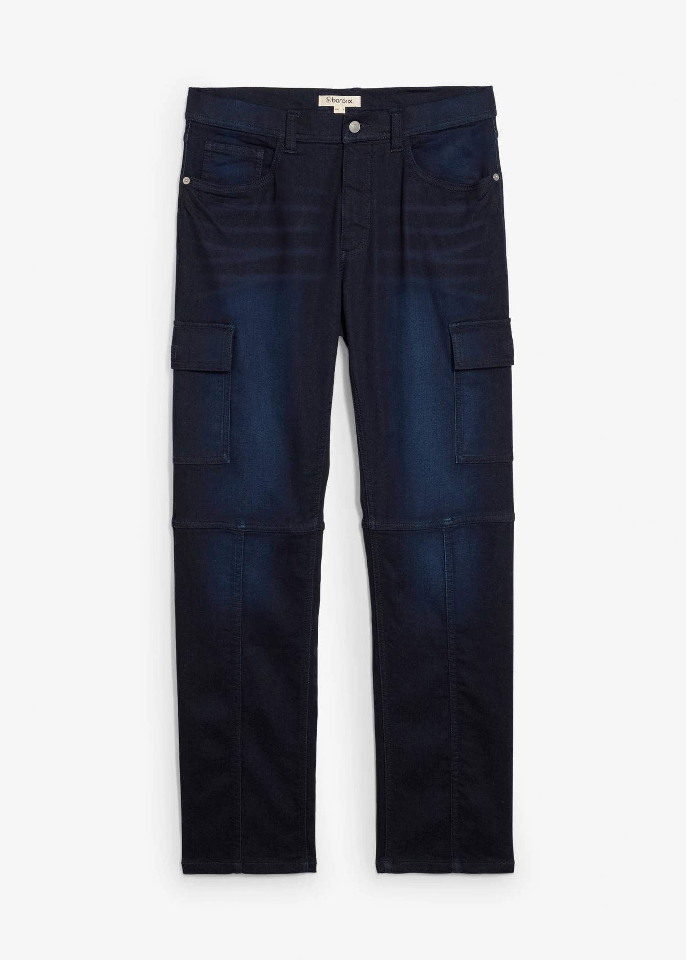 Cargo džínové joggingové kalhoty s pohodlným pasem, Regular Fit, Straight • tmavě modrý denim • bonprix obchod