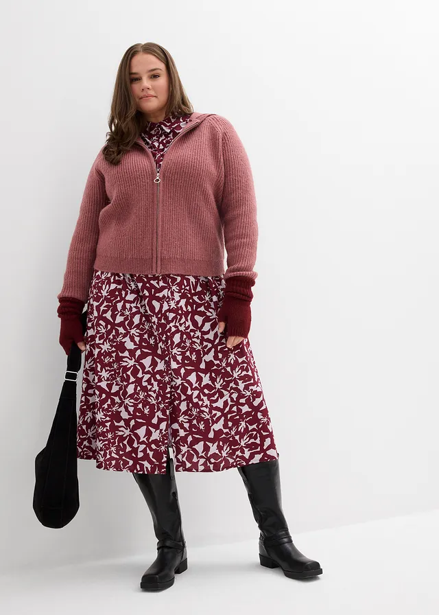 Vest met capuchon, Kleur: soft bessen