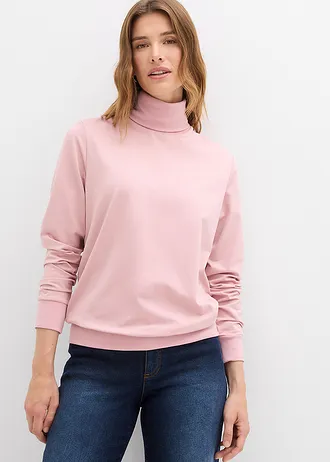 Pull thermique en polaire à col roulé • rose cendré • Boutique bonprix