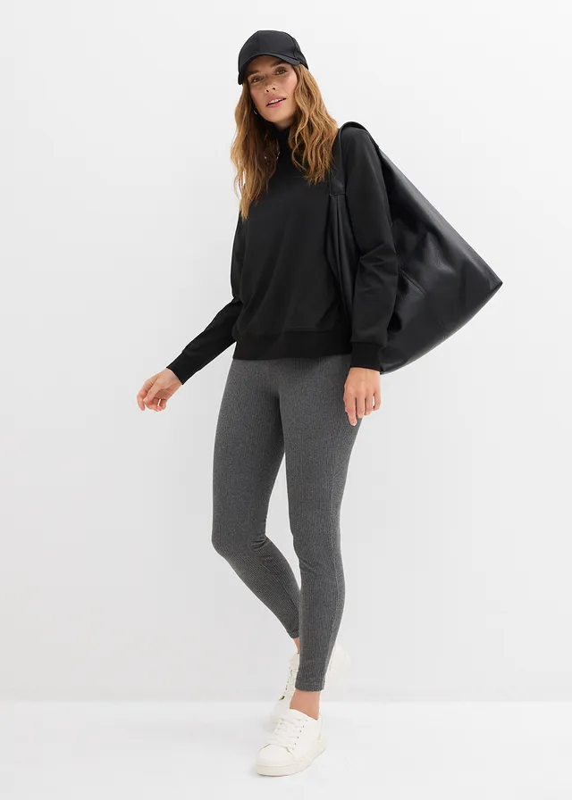 Warm thermoshirt van fleece met col zwart