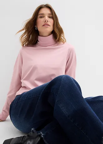 Pull thermique en polaire à col roulé • rose cendré • Boutique bonprix