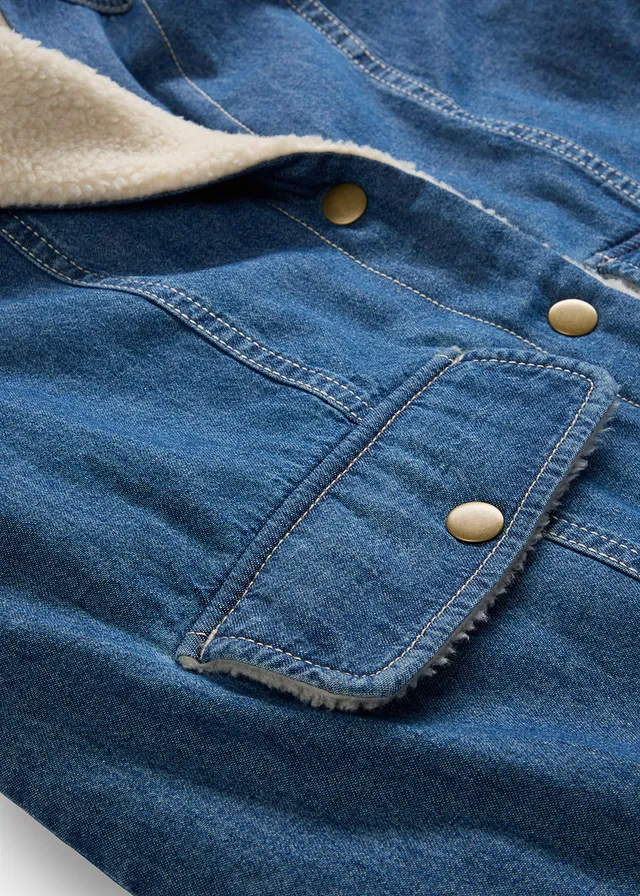 Manteau rembourré en denim, doublé sherpa • bleu denim used • product-page.page-title-suffix