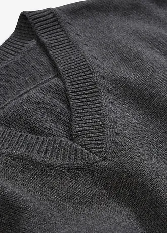 Svetr bez rukávů z čisté bavlny • antracitový melír • bonprix obchod