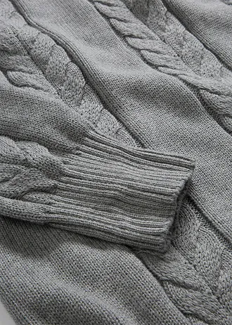 Pletené šaty z čisté bavlny • šedý melír • bonprix obchod