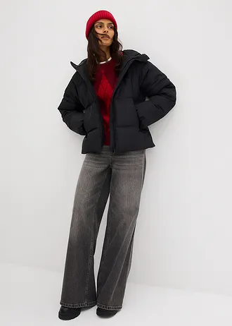 Prošívaná oversize bunda, barva: černá