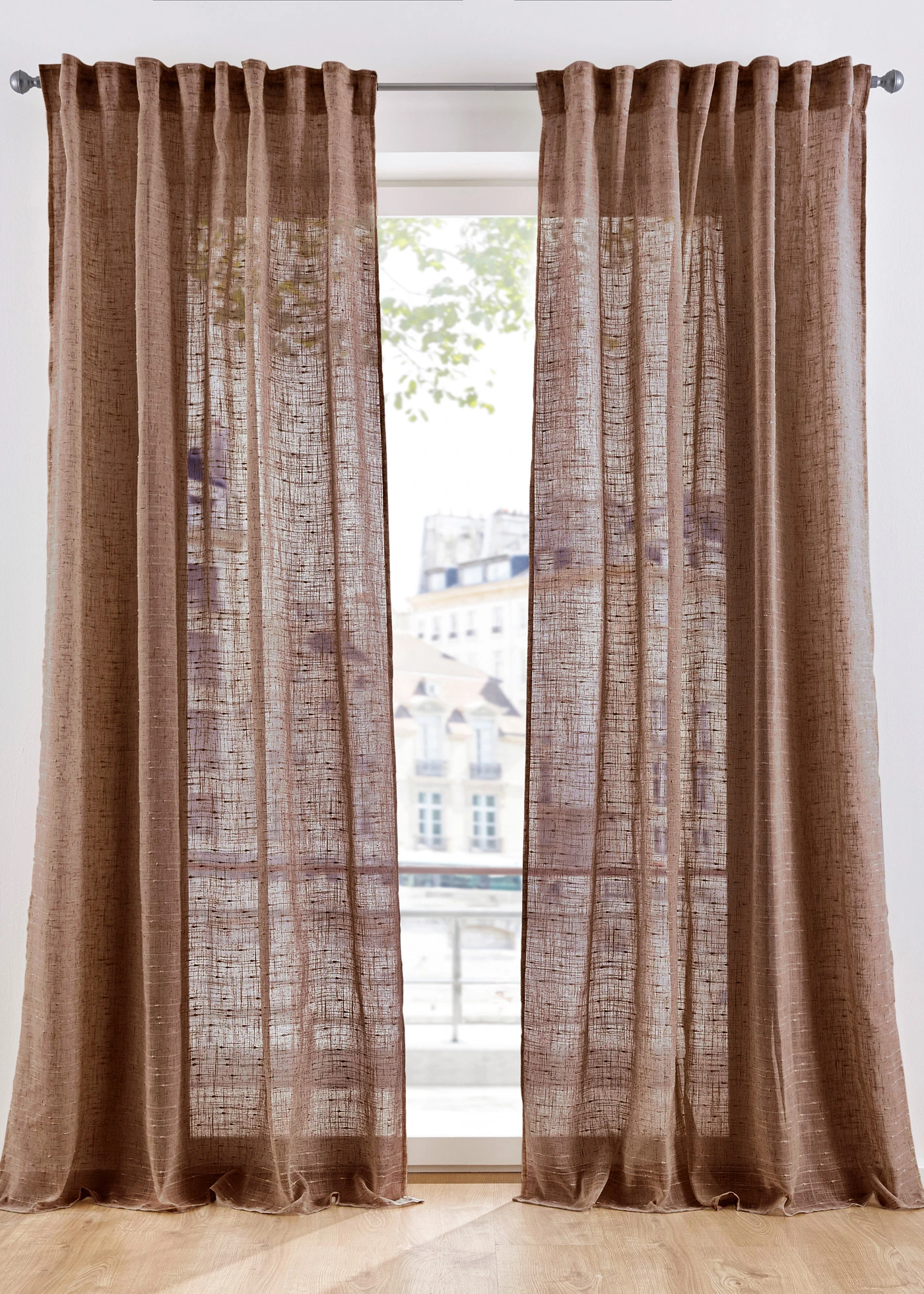 Gordijn met structuur in diverse maten (1 stuk) • donkerbruin • bonprix online shop