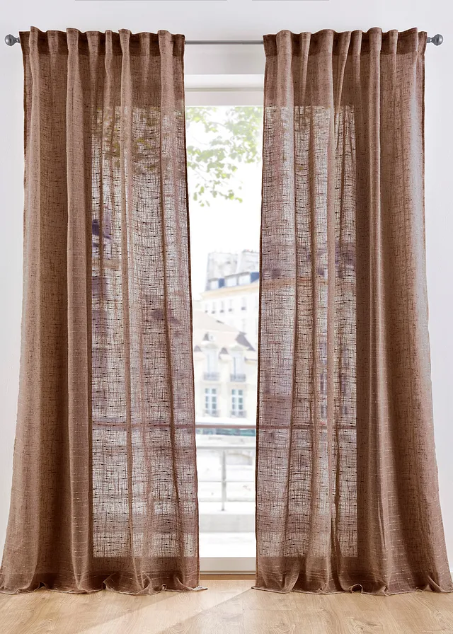Gordijn met structuur in diverse maten (1 stuk) • donkerbruin • bonprix online shop
