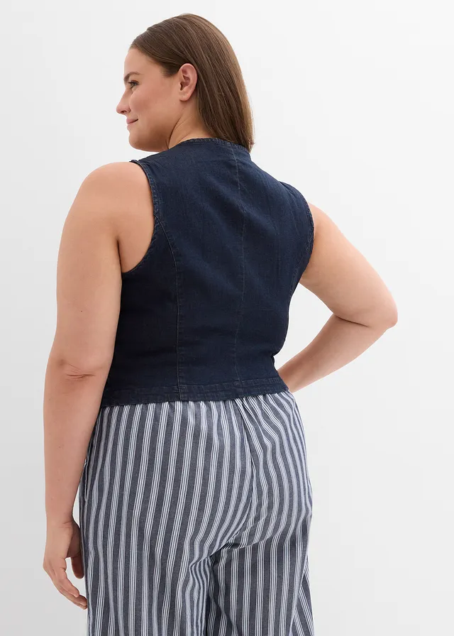 Jeans gilet, Kleur: donkerblauw denim used