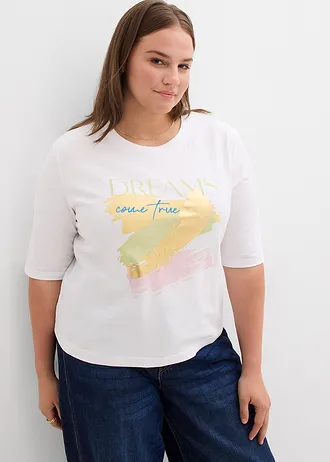 T-shirt 100% coton, Couleur: blanc graphique
