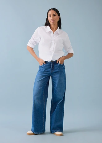 Džíny Wide Leg, Mid Waist • modrá stone used • bonprix obchod