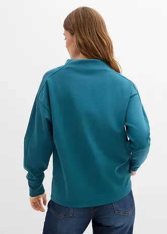 Oversize mikina z měkkého materiálu scuba, barva: zelený pepř